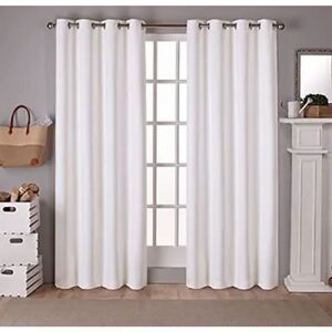 Sateen Twill Woven Blackout Grommet Top Curtain Panel Pair 52x108 Vanilla 2 Coun